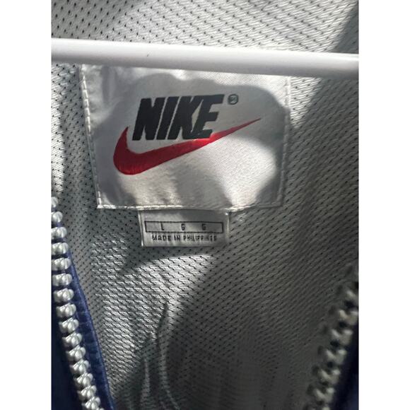 Vintage Nike Team Sports Windbreaker Jacket Blue White Hooded Mens L USA 90s - Picture 4 of 9